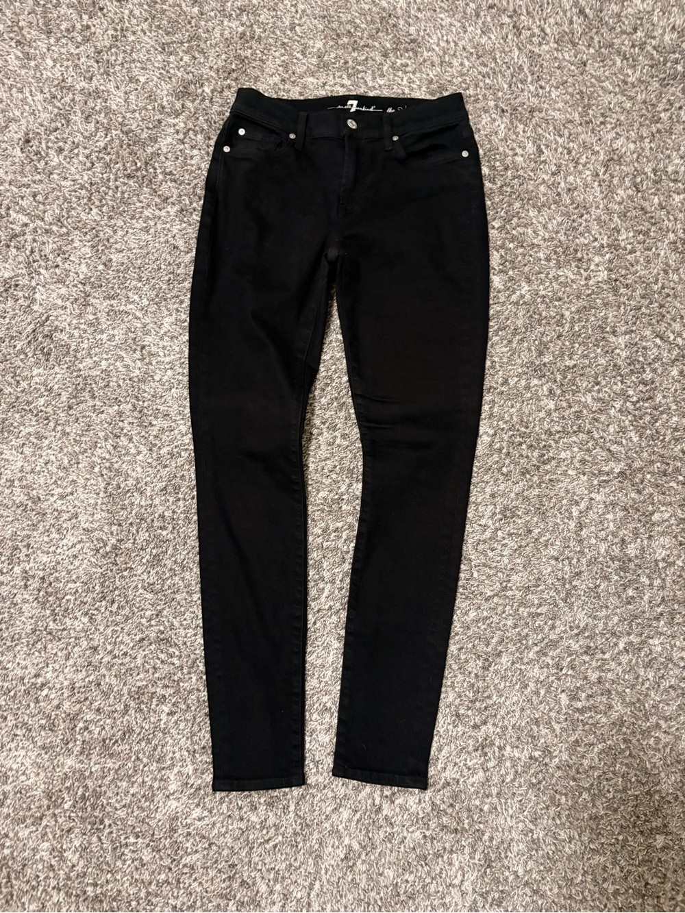 7 For All Mankind Black Skinny Jeans - Classic Slim Fit